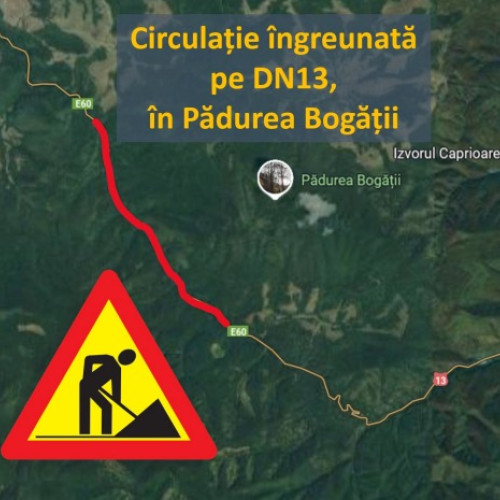 Trafic îngreunat pe DN13 din cauza lucrărilor de tăiere a arborilor