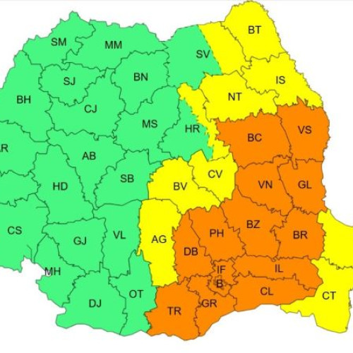 Avertizare meteo Cod portocaliu pentru estul României