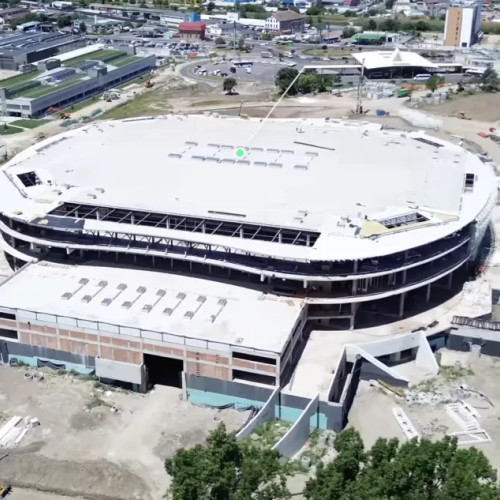 VIDEO Care este stadiul lucrărilor de amenajare a Sălii Polivalente a Brașovului. O nouă „inspecție” aeriană