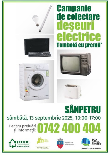 Sânpetru lansează campanie de colectare a deșeurilor electrice cu ridicare la domiciliu